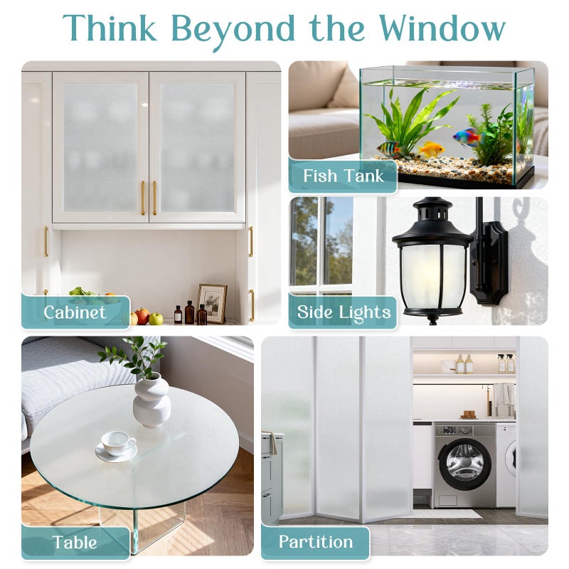Haton Window Privacy Film Frosted Glass Film for Door Bathroom Shower, Peel & Stick, Day & Night, Papel para Ventanas Privacidad, Covering Sticker Removable Decorative Translucent Pure 17.5" x 78.7" - Image 5