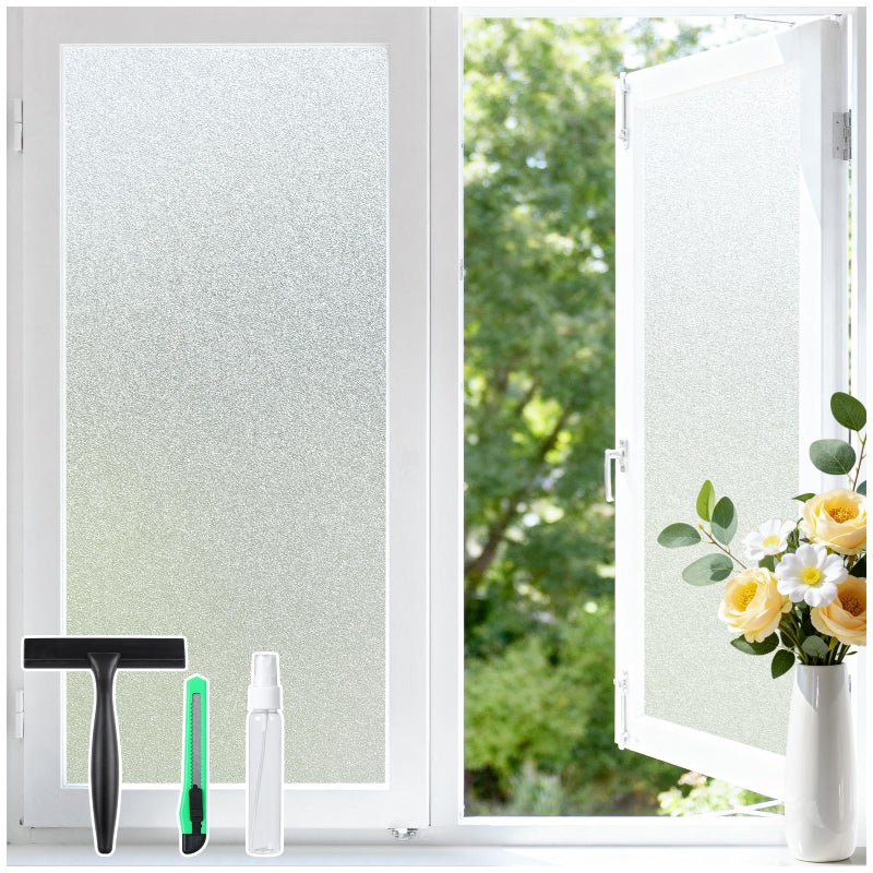 Haton Window Privacy Film Frosted Glass Film for Door Bathroom Shower, Peel & Stick, Day & Night, Papel para Ventanas Privacidad, Covering Sticker Removable Decorative Translucent Pure 17.5" x 78.7" - Image 1