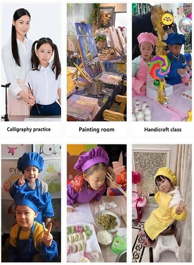 YANEK طقم مئزر وقبعة طباخ للأطفال من يانيك، مئزر مطبخ للأطفال قابل للتعديل مع 2 جيب وقبعة طباخ | زي طباخ للأطفال، مئزر للأطفال لمجموعة الرسم، الخبز، الطهي (5-12 سنة) - Image 3