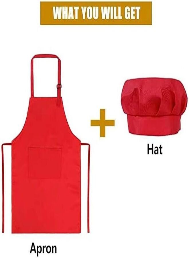YANEK طقم مئزر وقبعة طباخ للأطفال من يانيك، مئزر مطبخ للأطفال قابل للتعديل مع 2 جيب وقبعة طباخ | زي طباخ للأطفال، مئزر للأطفال لمجموعة الرسم، الخبز، الطهي (5-12 سنة) - Image 5