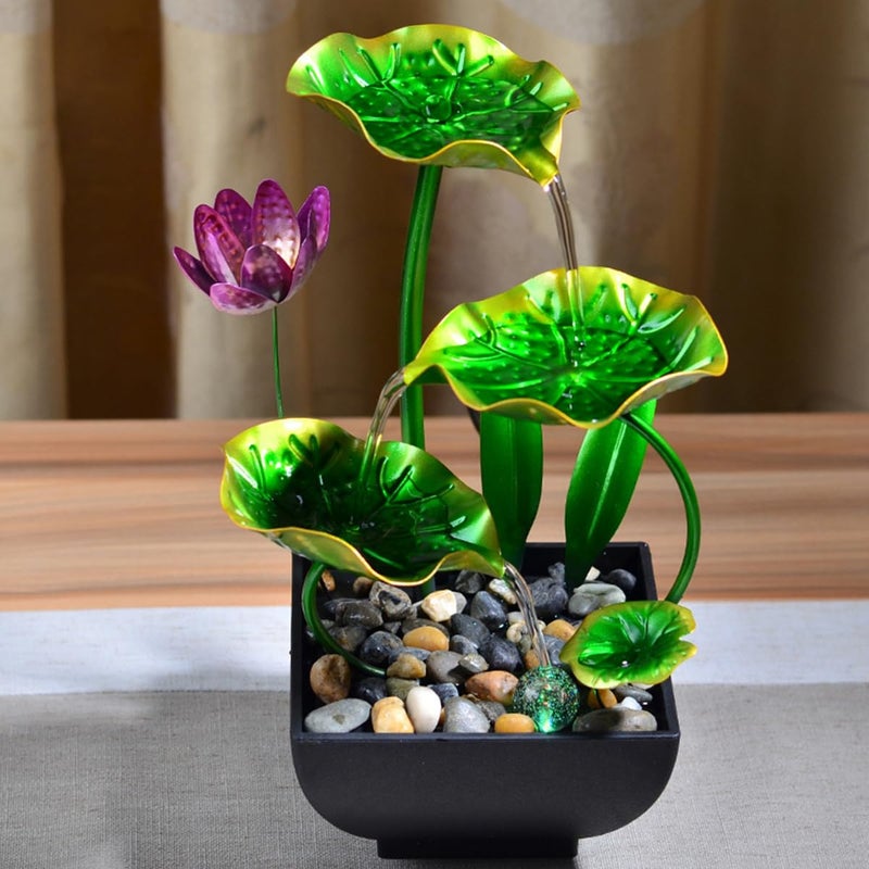 SUPVOX Supvox Lotus Pond Tabletop Fountain Desk Decor Water Fountain USBPowered Flowing Tabletop Fountain Relaxation Home Decor 106 inches Small Lotus Pond Gift Desk Decoration  - Image 5