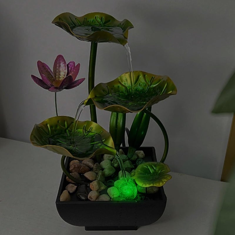 SUPVOX Supvox Lotus Pond Tabletop Fountain Desk Decor Water Fountain USBPowered Flowing Tabletop Fountain Relaxation Home Decor 106 inches Small Lotus Pond Gift Desk Decoration  - Image 4