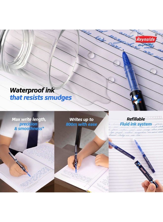 Reynolds TRIMAX BLUE - 5 COUNT | Roller Ball Ink Pen set With Comfortable Grip | Pens For Writing | School and Office Stationery | 0.5mm Tip - Image 2