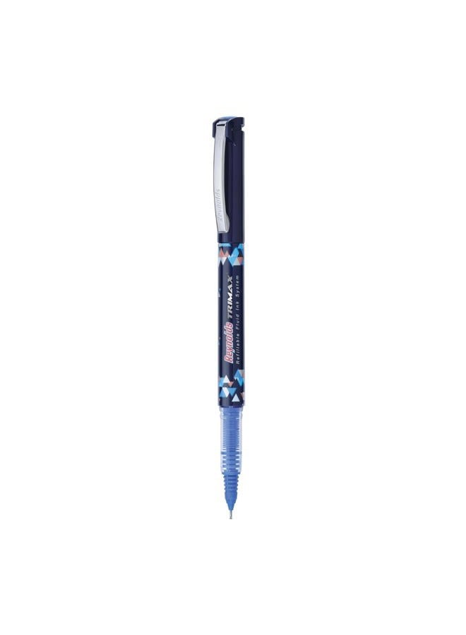 Reynolds TRIMAX BLUE - 5 COUNT | Roller Ball Ink Pen set With Comfortable Grip | Pens For Writing | School and Office Stationery | 0.5mm Tip - Image 4