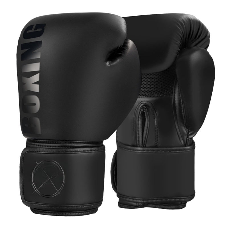 Kickboxing Training Gloves 6oz Black High-quality PU Leather Triple-density Foam Core - Wear-resistant Wrist Support Ventilation Punching Bag Gloves for MMA Thai Boxing Sandbag Training - Image 1