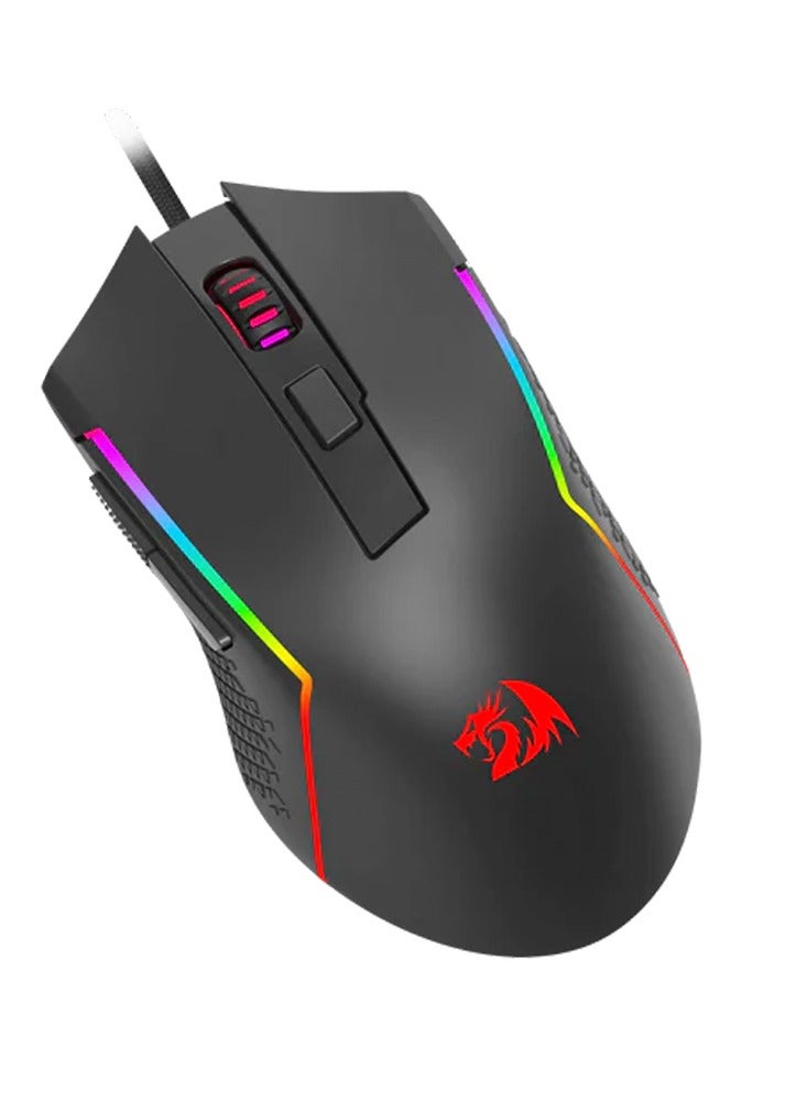 ريدراجون Wired Gaming Mouse , TRIDENT BASIC M616 - RGB , USB Cable , 7 buttons , Max 10000 DPI Sensor responds precisely to movement Switch button , high precision sensor , ergonomic design - black - Image 3