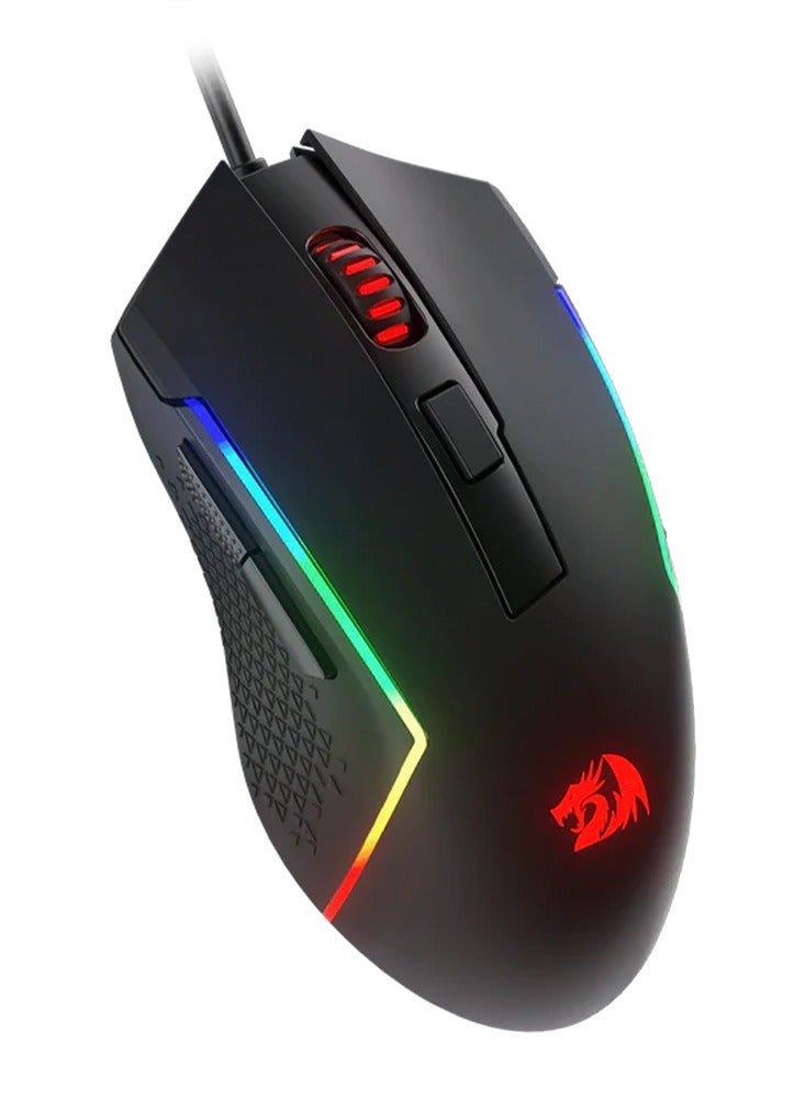 ريدراجون Wired Gaming Mouse , TRIDENT BASIC M616 - RGB , USB Cable , 7 buttons , Max 10000 DPI Sensor responds precisely to movement Switch button , high precision sensor , ergonomic design - black - Image 2