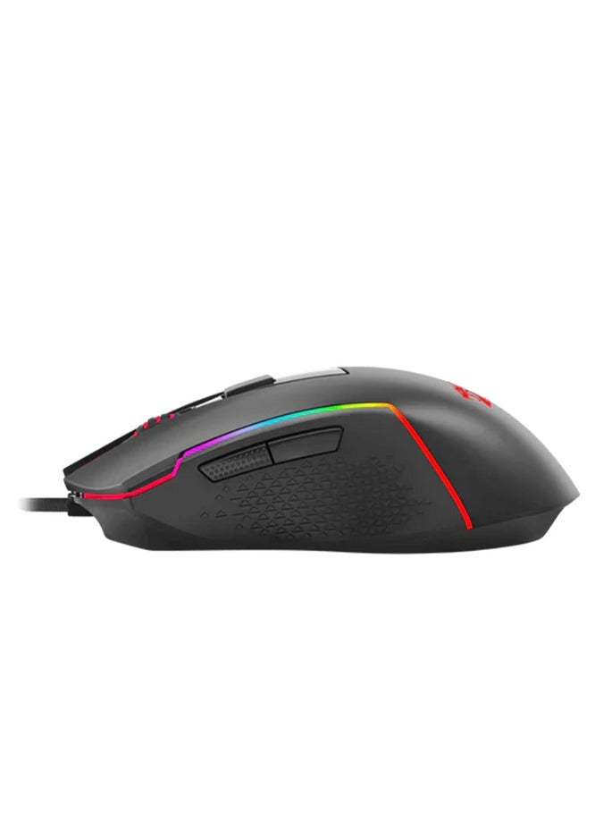 ريدراجون Wired Gaming Mouse , TRIDENT BASIC M616 - RGB , USB Cable , 7 buttons , Max 10000 DPI Sensor responds precisely to movement Switch button , high precision sensor , ergonomic design - black - Image 5