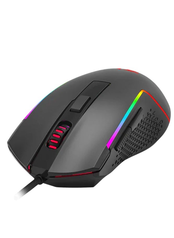 ريدراجون Wired Gaming Mouse , TRIDENT BASIC M616 - RGB , USB Cable , 7 buttons , Max 10000 DPI Sensor responds precisely to movement Switch button , high precision sensor , ergonomic design - black - Image 4
