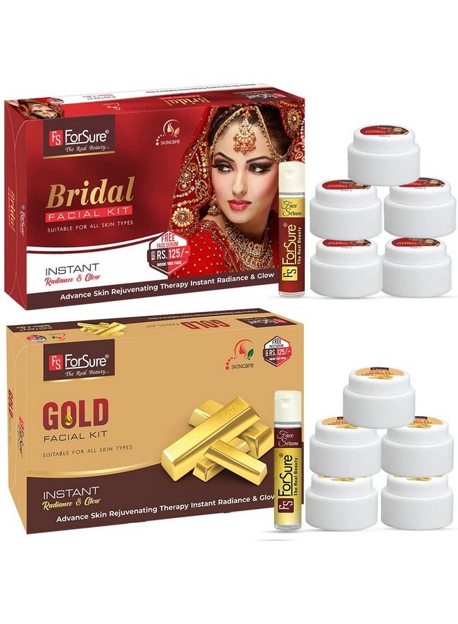 طقم الوجه ForSure® 5 قطع لكل مجموعة عناية بالبشرة مع منظف، مقشر، جل، كريم تبييض، عبوة قناع وجه ومصل وجه مجاني مجموعة العناية بالبشرة للنساء حزمة2 (GRD FK80gm_PACK2_Bridal,Gold)