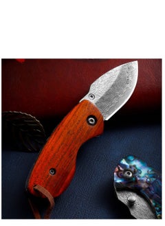 Astylway Mini Pocket Knife Red Sandalwood Modern Damascus Steel Knife Liner Lock Folding Knife  - Image 3