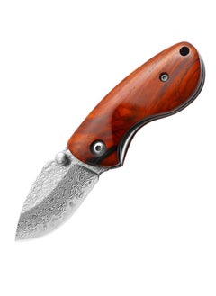 Astylway Mini Pocket Knife Red Sandalwood Modern Damascus Steel Knife Liner Lock Folding Knife  - Image 1