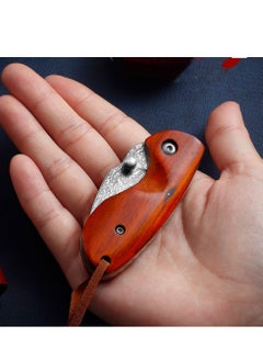 Astylway Mini Pocket Knife Red Sandalwood Modern Damascus Steel Knife Liner Lock Folding Knife  - Image 4