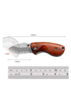 Astylway Mini Pocket Knife Red Sandalwood Modern Damascus Steel Knife Liner Lock Folding Knife  - Image 2