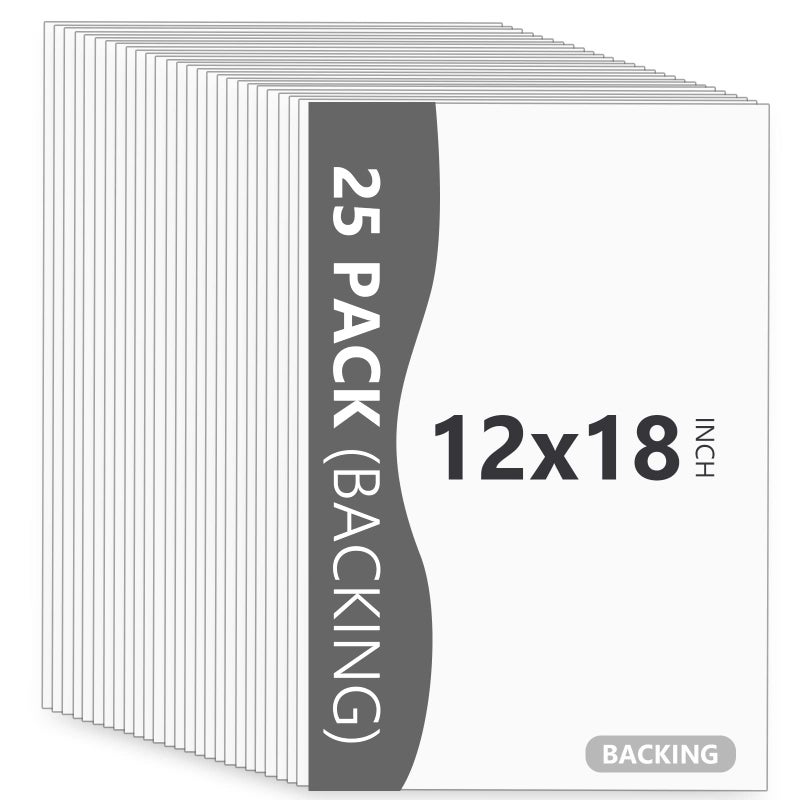 Somime 25 Pack Backing Boards Only  12x18 Uncut White Mats Matboards Acid Free  White Core Backerboards Ideal for PhotosPicturesPrintsFramesArts