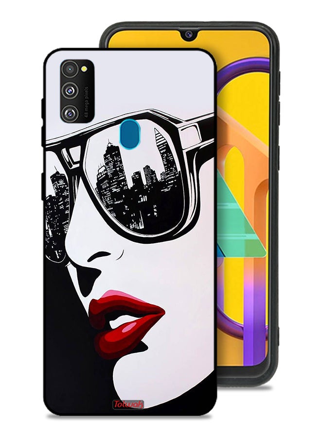 Tolwak Samsung Galaxy M30s Protective Case Cover Girl Face Abstract Art - Image 1