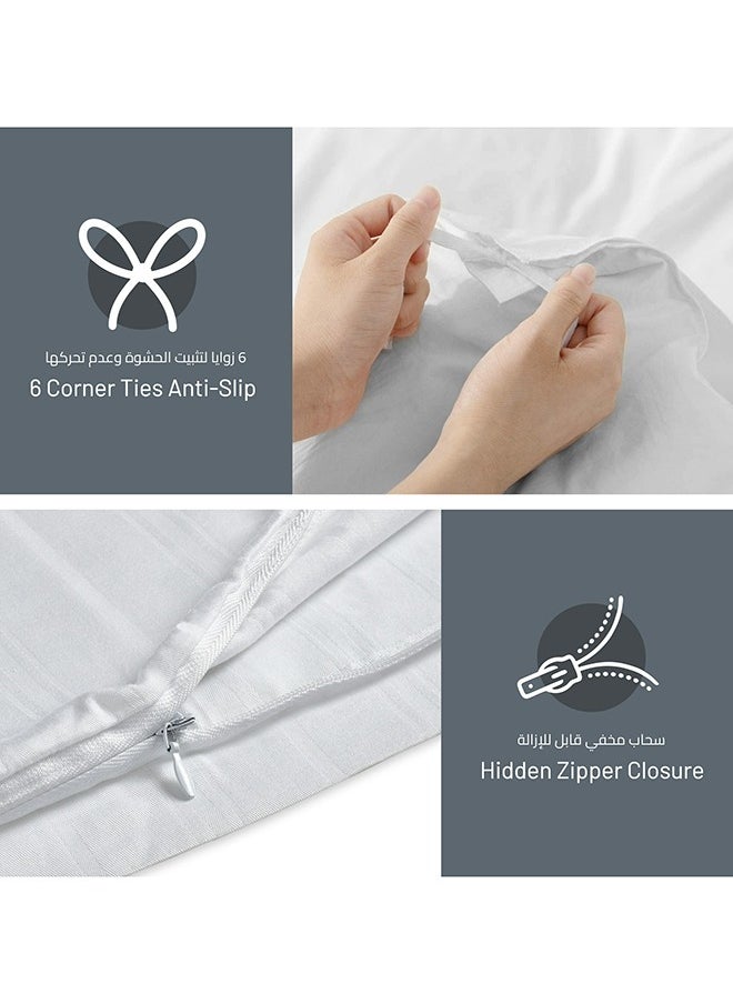 Donetella - 3 Piece Hotel Style Duvet Cover 100% Cotton 300 Thread Count Hotel Satin Striped King Size (Without Insert)Grey - Image 1