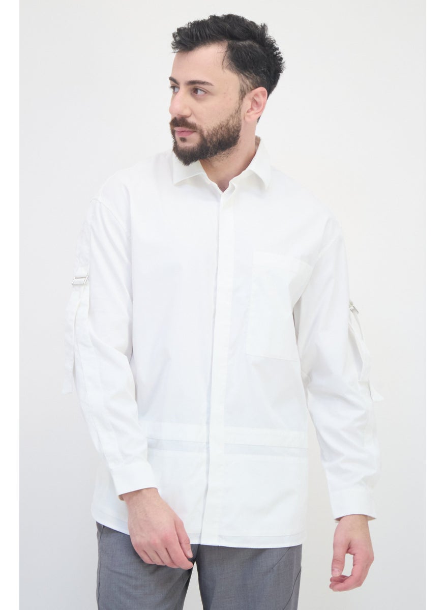Selected Homme Men Regular Fit Solid Long Sleeves Casual Shirt, Dirty White  - Image 1