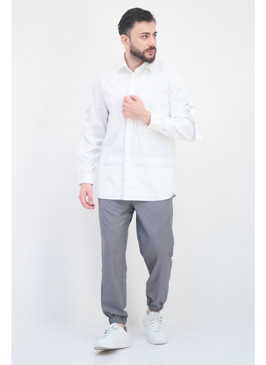 Selected Homme Men Regular Fit Solid Long Sleeves Casual Shirt, Dirty White  - Image 4
