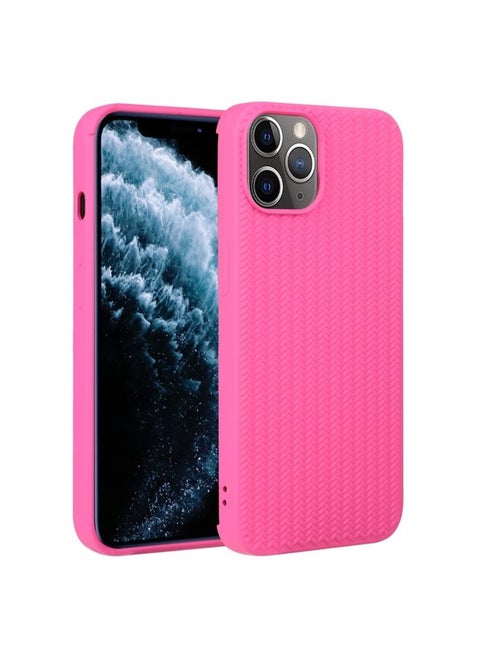 Case Cover For iPhone 11 Pro Max Weave Texture Silicone Phone Case Rose Red