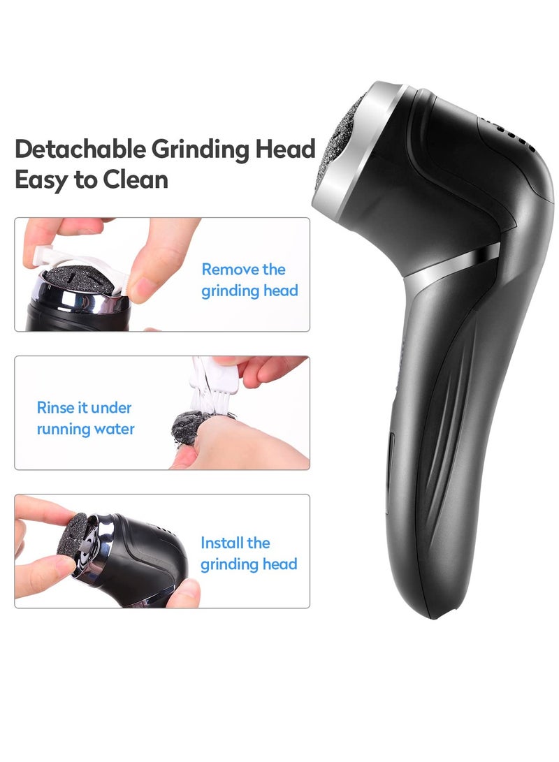 Generic Foot Callus Remover Rechargeable Electric Foot File with Ergonomic design and Waterproof for Dry Hard Dead Skin and Cracked Heels Professional Pedicure Tool with 3 Grinding Heads and 2 Speeds  - Image 3
