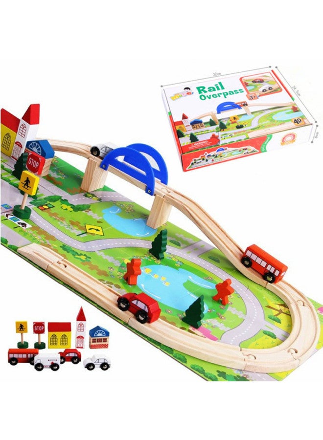 Mubei Traffic Scene Wooden Track Building Blocks Educational Toys Early Education Puzzle Kindergarten Parent-Child Children's Toys-Color:Mubei City Track - Image 2