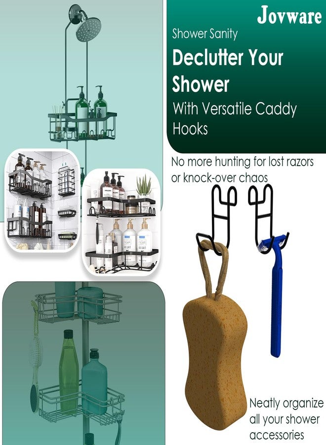 Jovware Black Shower Caddy with Hooks - 2 Pack Shower Caddy for Loofah and Razor - Image 2