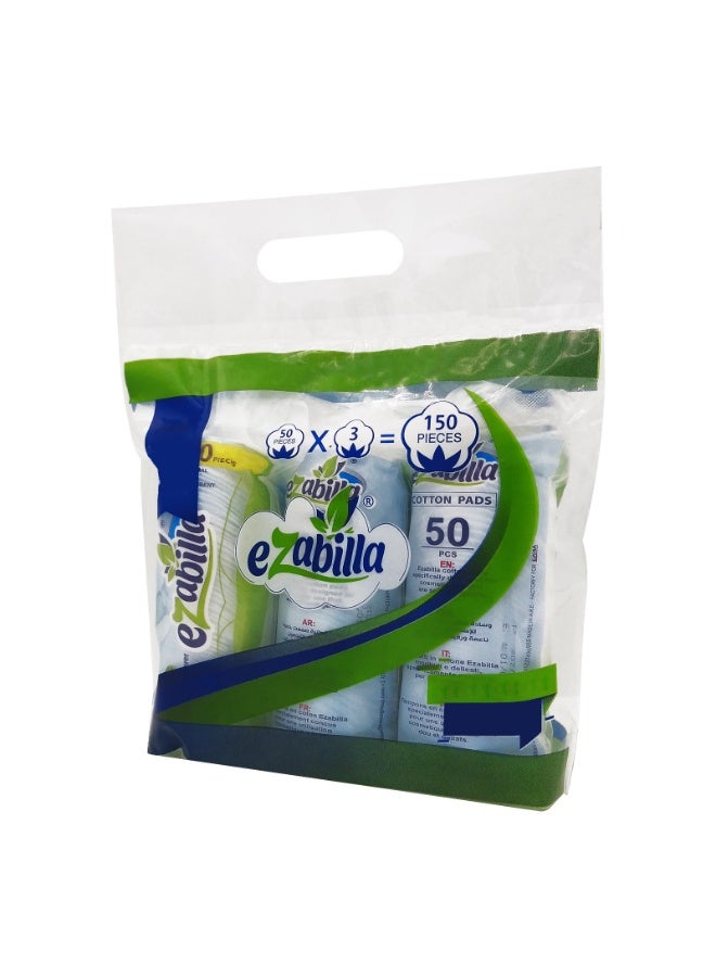 Makeup Remover Cotton Pads - Pack 3 Pcs - 50 Pads