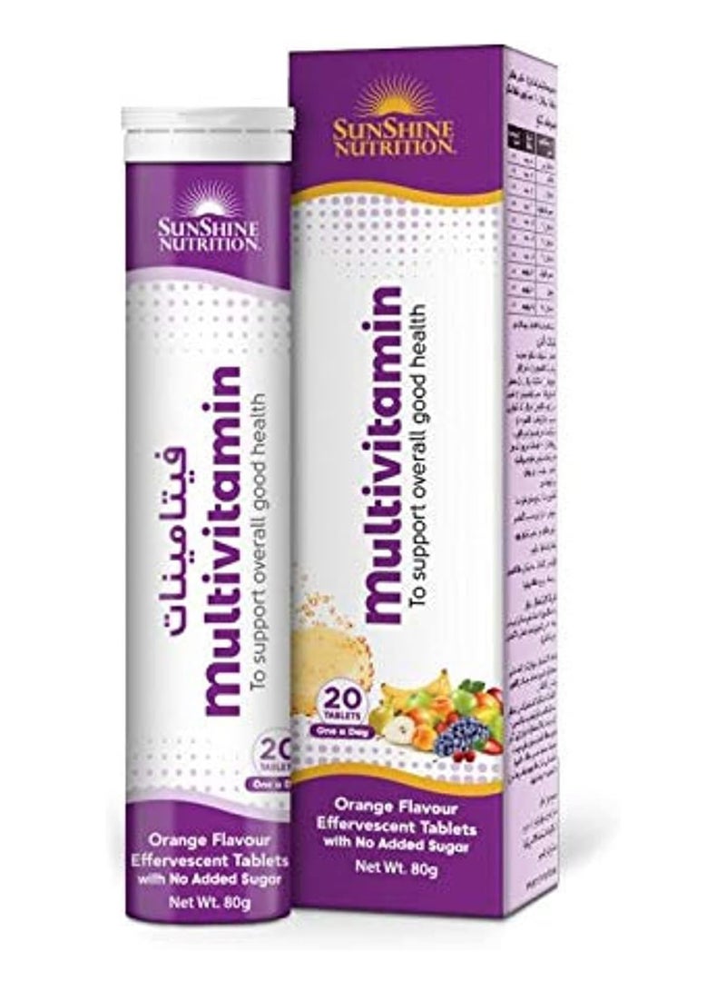 SUNSHINE NUTRITION أقراص فوارة متعددة الفيتامينات 10 فيتامينات أساسية مكمل غذائي يدعم الصحة العامة 20 قرصًا 80 جرامًا - Image 1