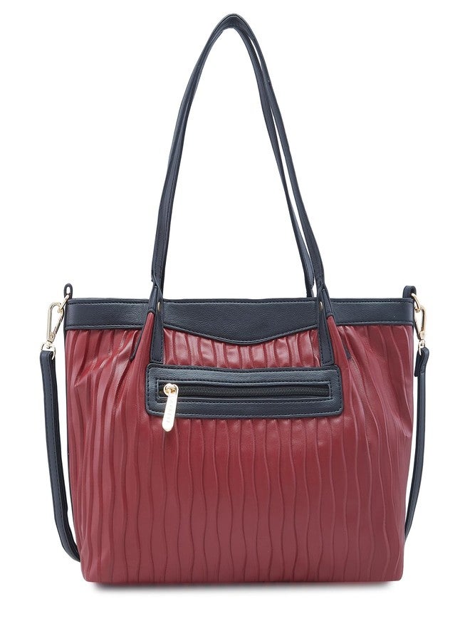 Caprese Shyla Satchel, Burgundy-Large | Sleek Solid Designed Shoulder Bag for Women with Adjustable Sling Strap | Spacious Compartments | Perfect for Casual/Party & Daily Use - Image 2