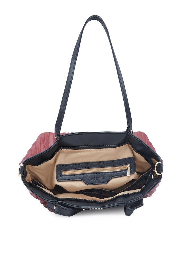 Caprese Shyla Satchel, Burgundy-Large | Sleek Solid Designed Shoulder Bag for Women with Adjustable Sling Strap | Spacious Compartments | Perfect for Casual/Party & Daily Use - Image 4