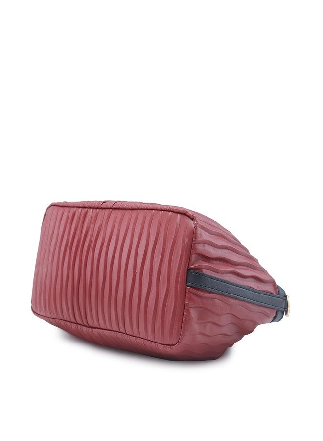 Caprese Shyla Satchel, Burgundy-Large | Sleek Solid Designed Shoulder Bag for Women with Adjustable Sling Strap | Spacious Compartments | Perfect for Casual/Party & Daily Use - Image 5