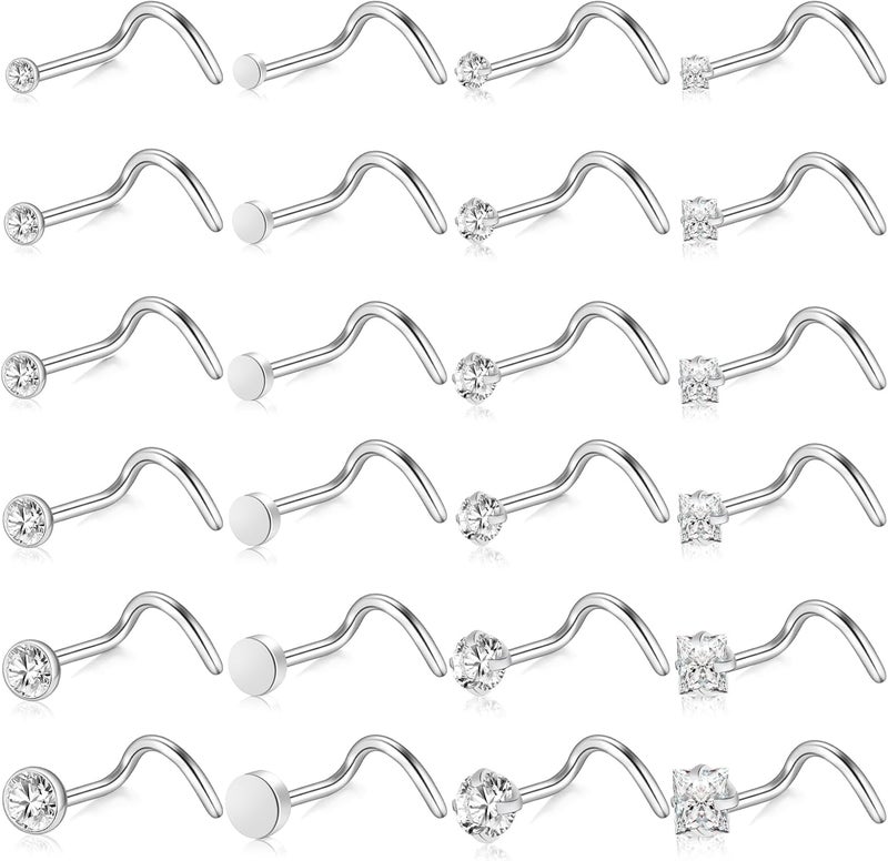 ONESING 9-40 Pcs Nose Rings - Hoops, Studs & L Shape - Hypoallergenic Stainless Steel Nose Piercings for Women & Men - Image 1