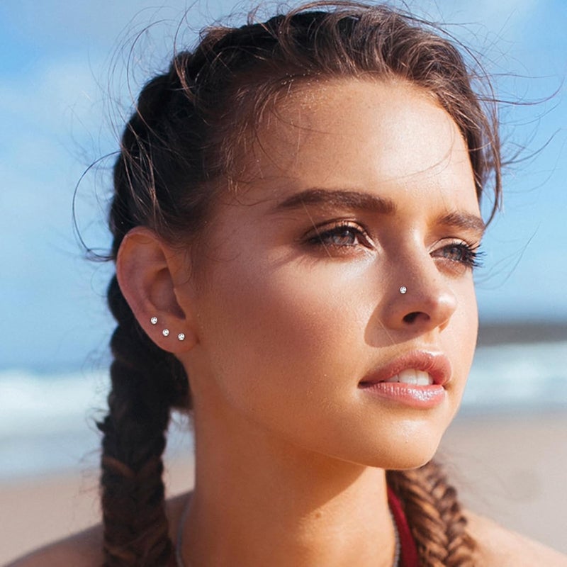 ONESING 9-40 Pcs Nose Rings - Hoops, Studs & L Shape - Hypoallergenic Stainless Steel Nose Piercings for Women & Men - Image 5