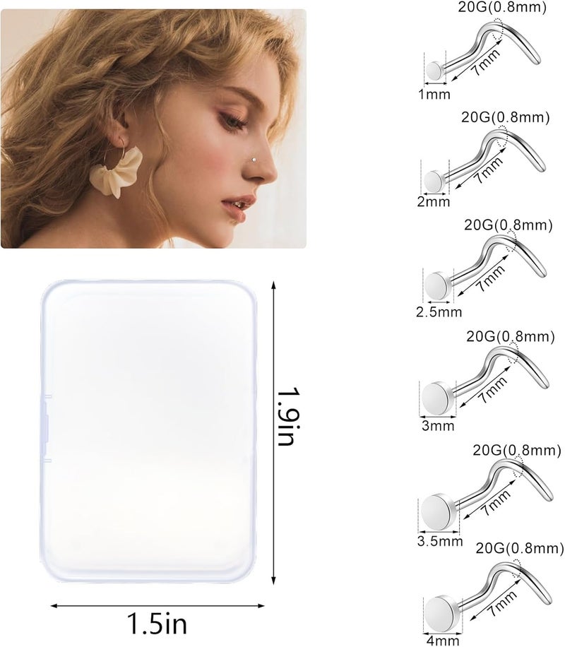 ONESING 9-40 Pcs Nose Rings - Hoops, Studs & L Shape - Hypoallergenic Stainless Steel Nose Piercings for Women & Men - Image 3