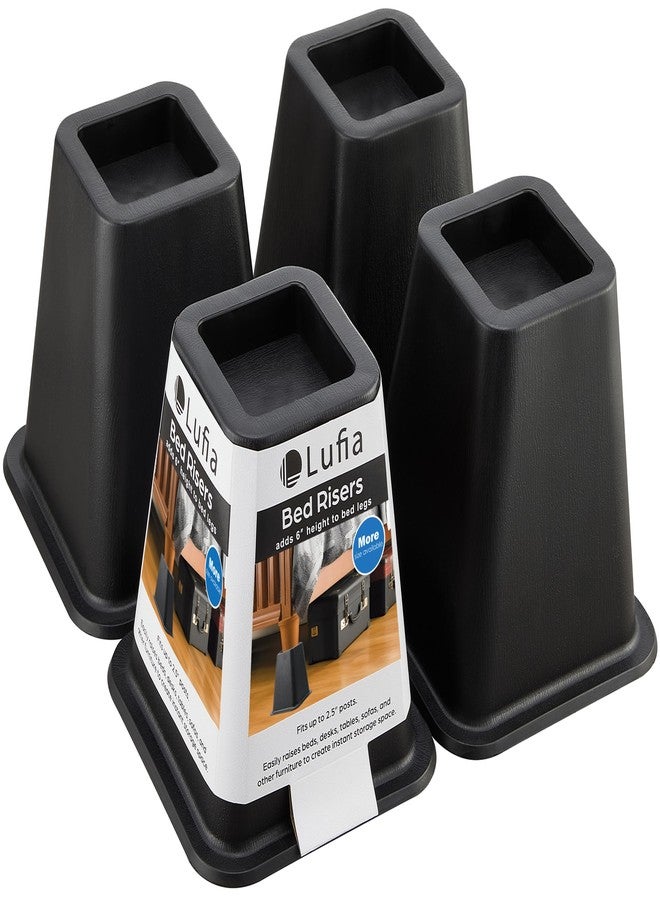 Lufia Bed Furniture Risers Heavy Duty, Stackable Bed Lifts Risers for Sofa, Table, Couch, Chair or Desk, Set of 4 Bed Lifts (Black, 6 inch) - Image 1