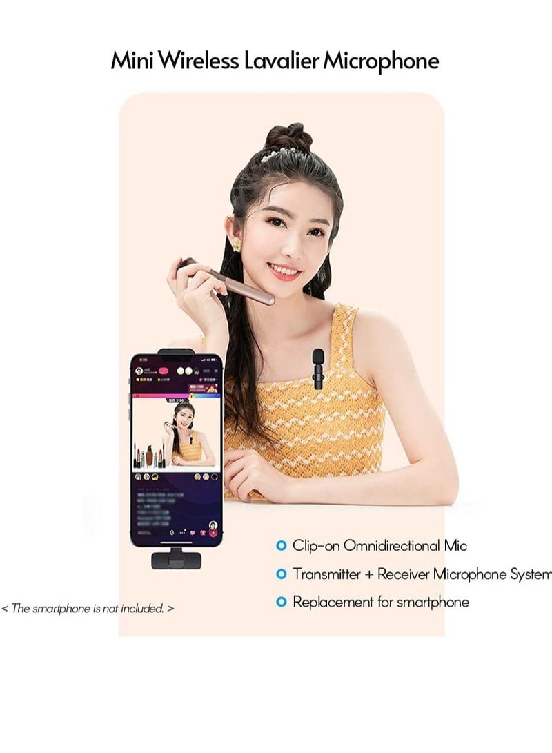 Mini Wireless Clip-on Lavalier Microphone Omnidirectional Mic 2 Transmitter 1 Receiver with Wind Type-C Port Replacement for Android Smartphone Live Stream Interview Video Conference - Image 3