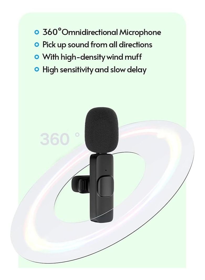 Mini Wireless Clip-on Lavalier Microphone Omnidirectional Mic 2 Transmitter 1 Receiver with Wind Type-C Port Replacement for Android Smartphone Live Stream Interview Video Conference - Image 4