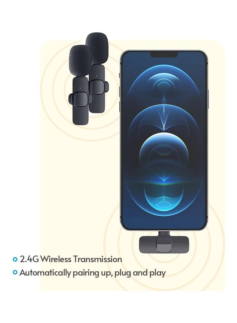 Mini Wireless Clip-on Lavalier Microphone Omnidirectional Mic 2 Transmitter 1 Receiver with Wind Type-C Port Replacement for Android Smartphone Live Stream Interview Video Conference - Image 5