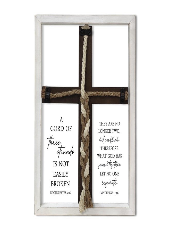 Surfapans A Cord of Three Strands Wedding Ceremony Wall Decor 15"X10" Sand Unity Knot Braid Art Cross Rope Sign Ecclesiastes 4:12 for Couple Anniversary Christian Marriage (White) - Image 1