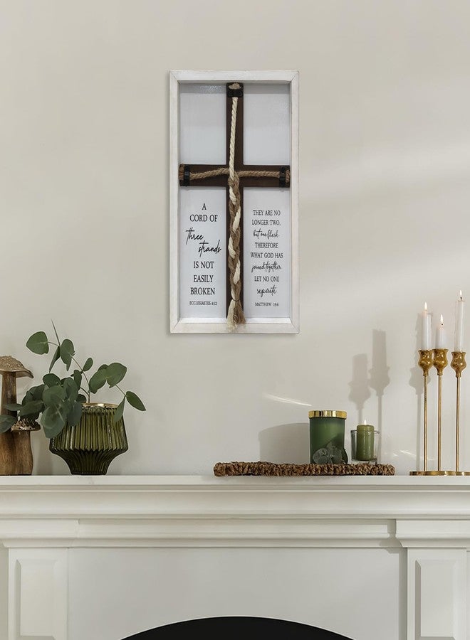 Surfapans A Cord of Three Strands Wedding Ceremony Wall Decor 15"X10" Sand Unity Knot Braid Art Cross Rope Sign Ecclesiastes 4:12 for Couple Anniversary Christian Marriage (White) - Image 4