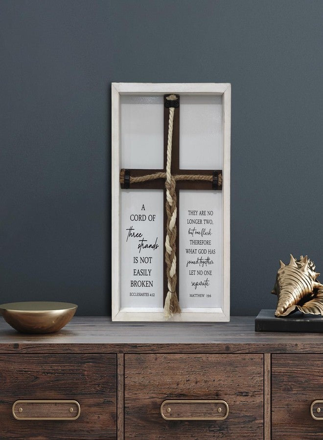 Surfapans A Cord of Three Strands Wedding Ceremony Wall Decor 15"X10" Sand Unity Knot Braid Art Cross Rope Sign Ecclesiastes 4:12 for Couple Anniversary Christian Marriage (White) - Image 5