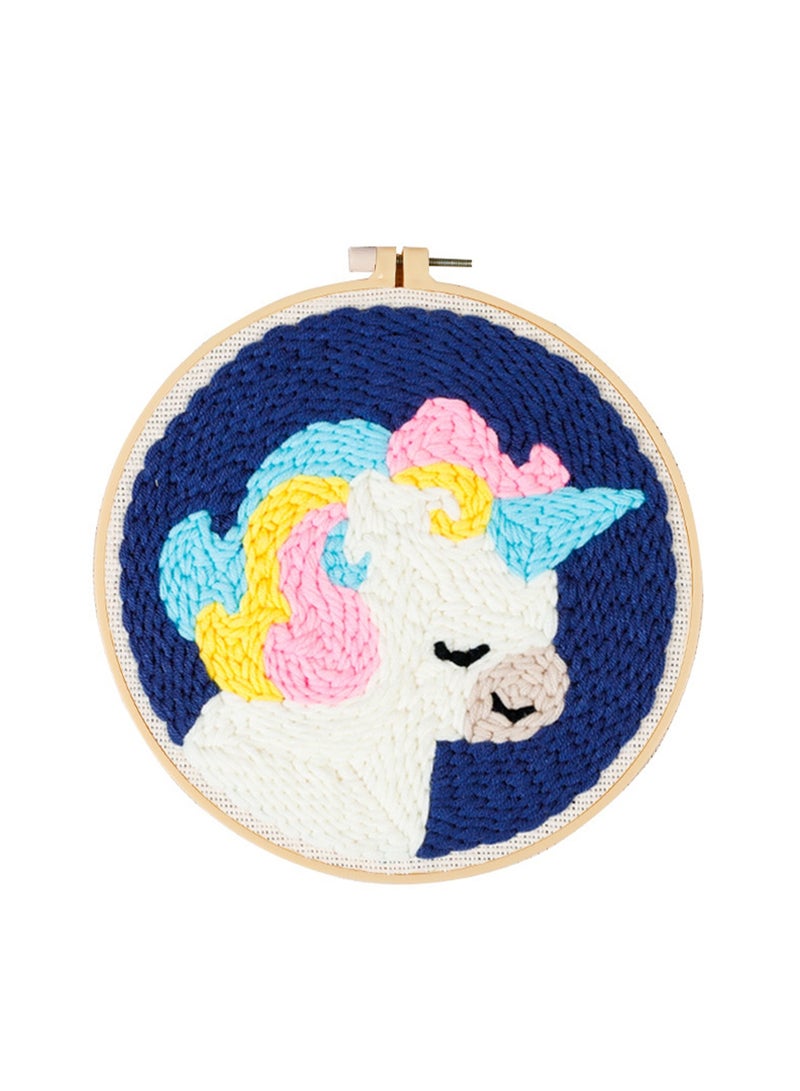 Punch Needle Kit Creative Cute DIY Embroidery Kit Carpet Crochet Kit for Beginners DIY Home Crafts (Rainbow Unicorn) - Image 1