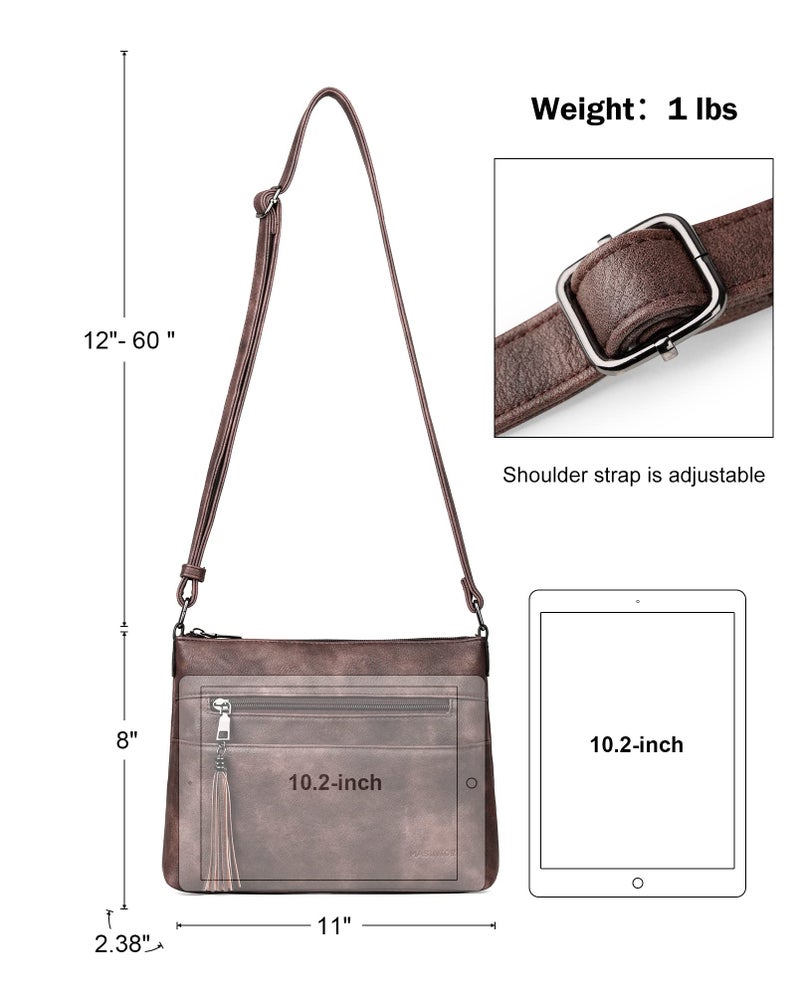 MASINTOR Crossbody Bags for Women, Lightweight Medium Crossbody Purse, Soft Leather Women's Shoulder Handbags with Tassel for Shopping or Travel - Image 5