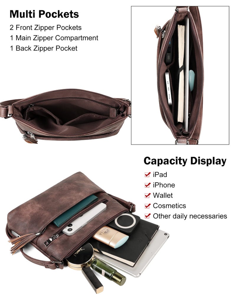 MASINTOR Crossbody Bags for Women, Lightweight Medium Crossbody Purse, Soft Leather Women's Shoulder Handbags with Tassel for Shopping or Travel - Image 4