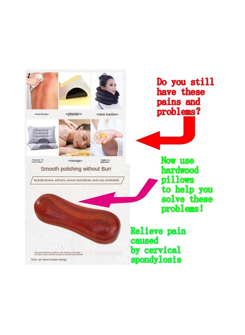 1-Piece Solid Wood Cervical Pillow,Natural Red Flower Pear Wood Pillow,Repairing Cervical Spine Neck Relieve Pain for Help Sleep Hard Wood Pillow - Image 1