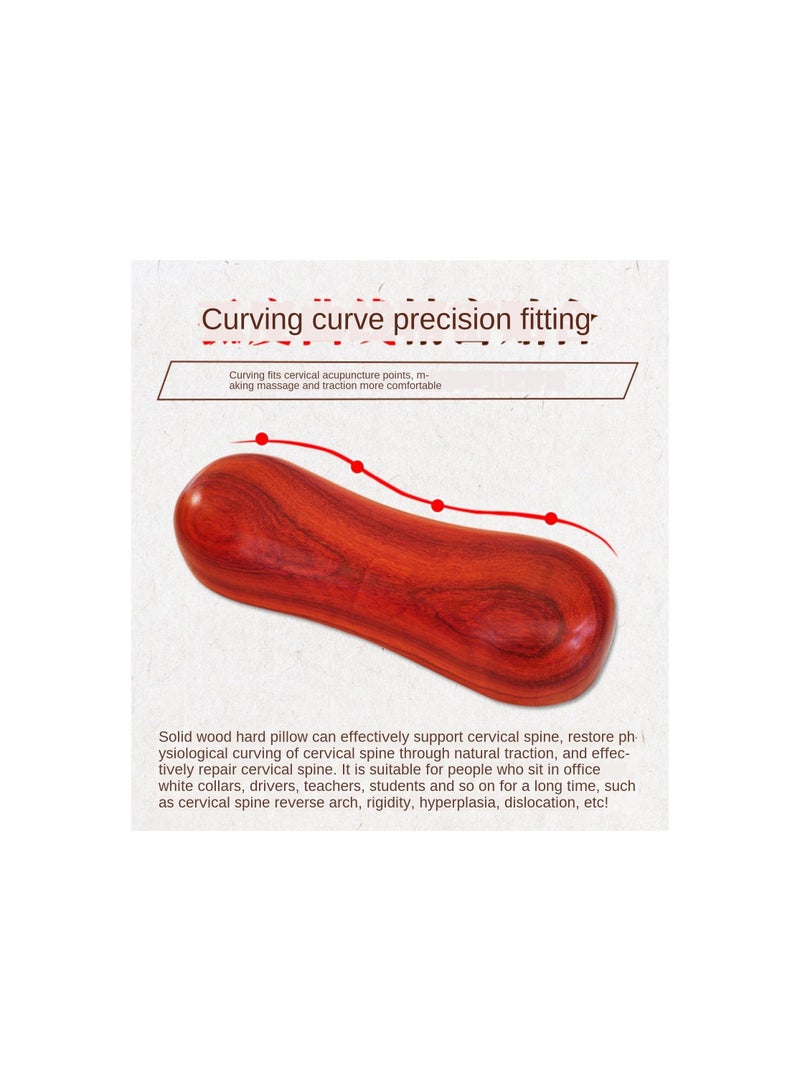 1-Piece Solid Wood Cervical Pillow,Natural Red Flower Pear Wood Pillow,Repairing Cervical Spine Neck Relieve Pain for Help Sleep Hard Wood Pillow - Image 5