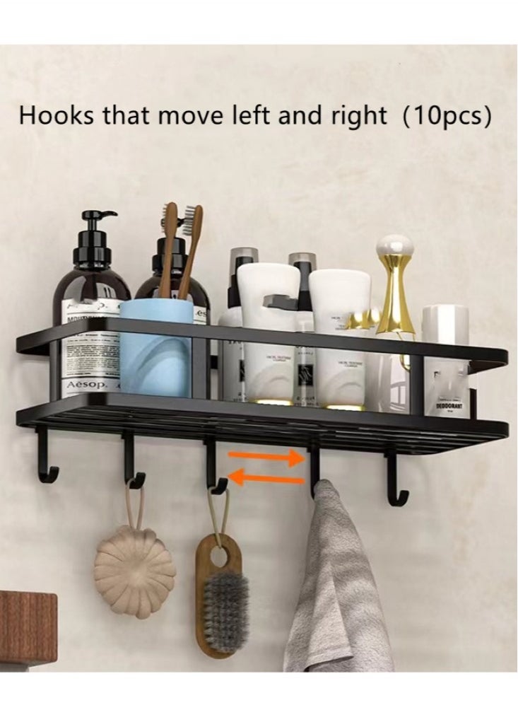 2-Piece Bathroom Rack Shower Shampoo Organizer Wall Mounted Storage Rack And Hooks Steel Black 30x12x5.5 Centimeter - pzsku/Z859A6B180289CA18A32BZ/45/_/1701425296/0044e117-d5a6-4489-bdb1-46a6c1be9963