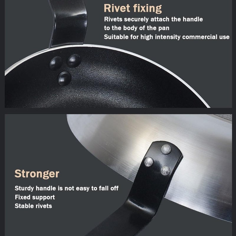 Stainless Steel Wok, Large Nonstick Pan, Professional Nonstick Pan, Cast Iron Skillet, With Cooling Handle(22CM) - Image 2