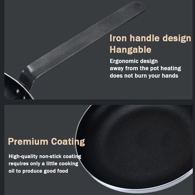 Stainless Steel Wok, Large Nonstick Pan, Professional Nonstick Pan, Cast Iron Skillet, With Cooling Handle(22CM) - Image 4